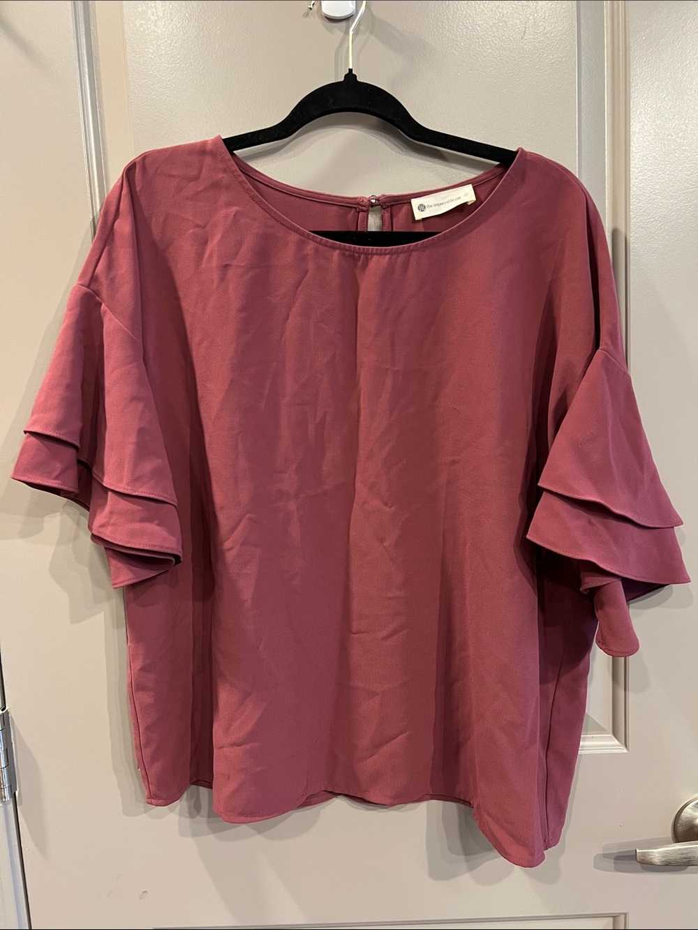 The Impeccable Pig Dusty Rose Ruffle Sleeve Blouse